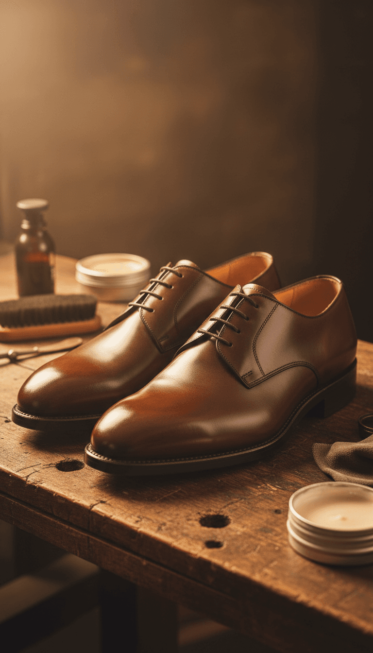 After: Restored leather dress shoes with polished shine