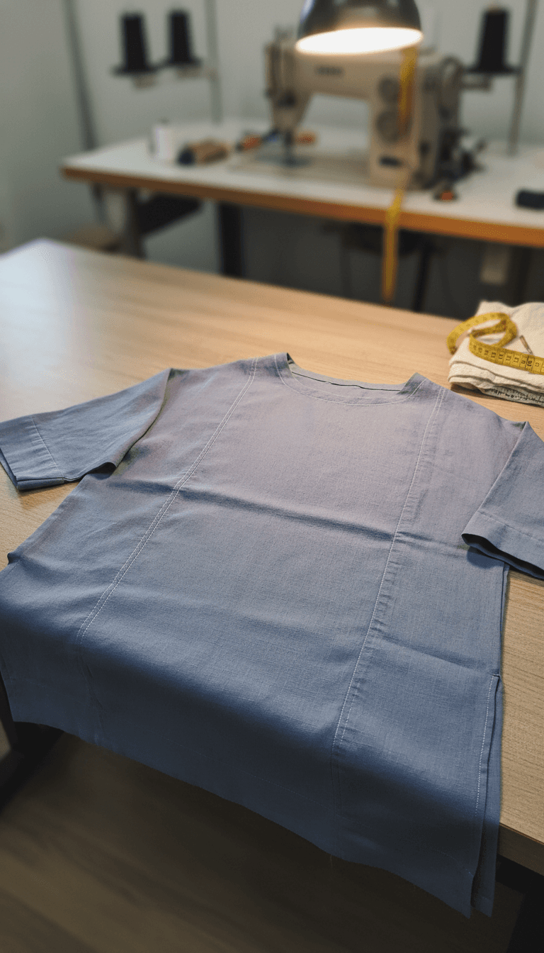 After: Garment with professional seams and finished hemline